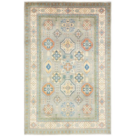 Tappeto Kazak Afghanistan Verde Salvia Blu 198x303 cm