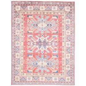 Tappeto Kazak Afghanistan Rosso Terracotta Blu Cielo 175x232