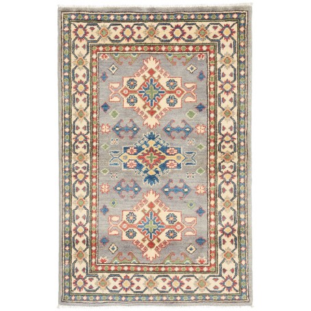 Tappeto Kazak Co Afgahnistan Grigio-azzurro Crema 80x123 cm