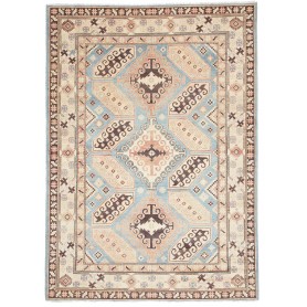 Tappeto Kazak Co Afgahnistan Azzurro Cielo Beige E Terracott