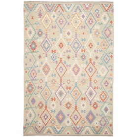 Tappeto Killim Afgahnistan Beige Pastello Multicolore 202x29