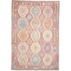 Tappeto Killim Afgahnistan Malva Tenue E Pastello 201x290 cm