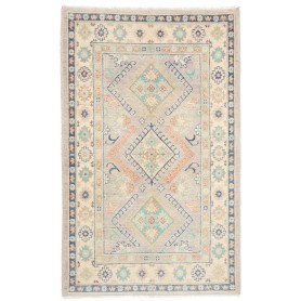 Tappeto Kazak Co Afgahnistan Grigio Lavanda Blu E Crema 98x1