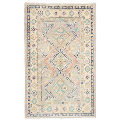 Tappeto Kazak Co Afgahnistan Grigio Lavanda Blu E Crema 98x1