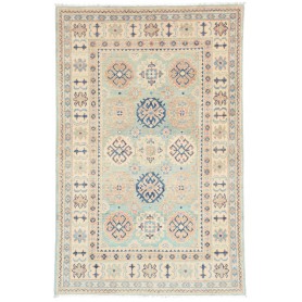 Tappeto Kazak Co Afgahnistan Verde Acqua Beige 100x151 cm