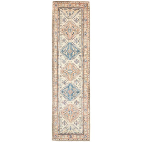 Tappeto Kazak Co Afgahnistan Crema Blu 77x292 cm