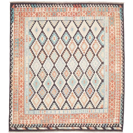 Tappeto Killim Afgahnistan Terra Cotta Blu Cielo 262x290 cm