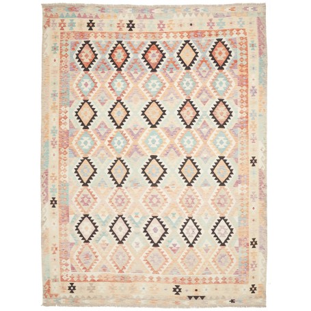 Tappeto Killim Afgahnistan Multicolore Pastello Su Base Crem