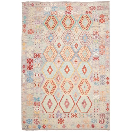 Tappeto Killim Afgahnistan Grigio Tortora Corallo 207x297 cm