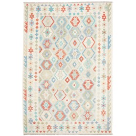 Tappeto Kilim Afghanistan Crema Azzurro 201x297 cm