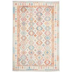 Tappeto Kilim Afghanistan Crema Blu Cielo 199x298 cm