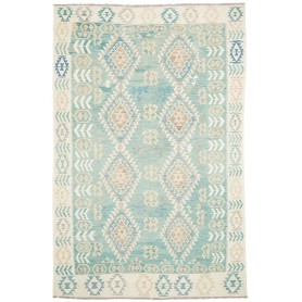 Tappeto Kilim Afghanistan Verde Acqua Blu 194x294 cm