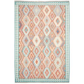 Tappeto Kilim Afghanistan Corallo Acquamarina 203x302 cm
