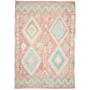 Tappeto Kilim Afghanistan Rosa Terracotta Azzurro 204x299 cm