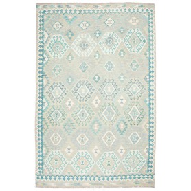 Tappeto Kilim Afghanistan Acqua Marina Turchese 201x298 cm