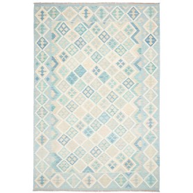 Tappeto Kilim Afghanistan Blu Cielo Azzurro 200x297 cm