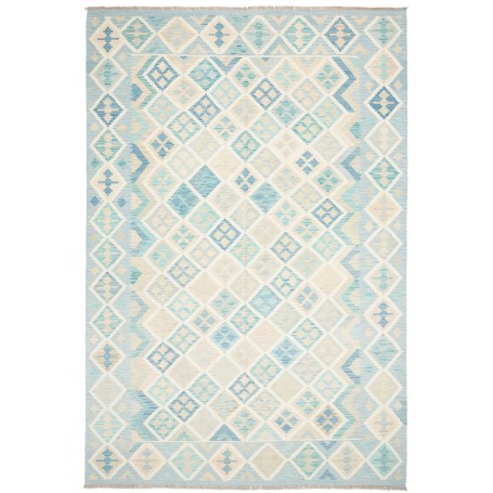 Tappeto Kilim Afghanistan Blu Cielo Azzurro 200x297 cm