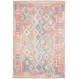 Tappeto Kilim Afghanistan Rosa Corallo Azzurro 200x294 cm
