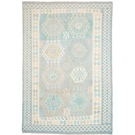 Tappeto Kilim Afghanistan Azzurro Cielo Turchese 202x297 cm