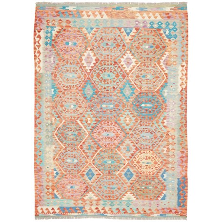 Tappeto Kilim Afghanistan Terracotta Blu 178x246 cm