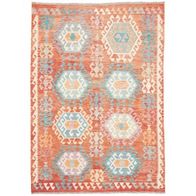 Tappeto Kilim Afghanistan Arancione Terracotta Azzurro 173x2