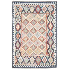 Tappeto Kilim Afghanistan Blu Chiaro Arancione Terracotta 16
