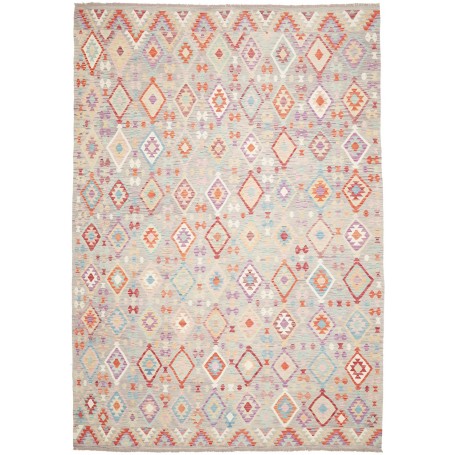 Tappeto Kilim Afghanistan Grigio-beige Multicolore arancio 2