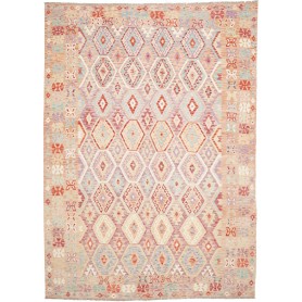 Tappeto Kilim Afghanistan Multicolore pesca Rosso Tenue 253x