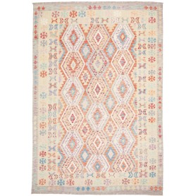 Tappeto Kilim Afghanistan Crema Terracotta 204x300 cm