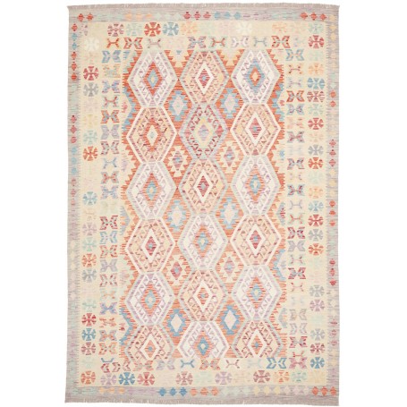 Tappeto Kilim Afghanistan Crema Terracotta 204x300 cm