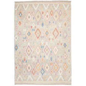 Tappeto Kilim Afghanistan Greige Lavanda 203x294 cm