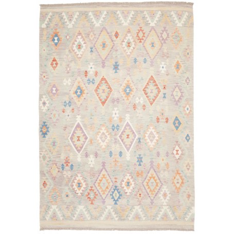 Tappeto Kilim Afghanistan Greige Lavanda 203x294 cm