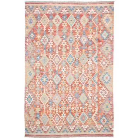 Tappeto Kilim Afghanistan Terracotta Azzurro 200x302 cm