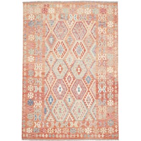 Tappeto Kilim Afghanistan Arancione Terracotta Azzurro Paste
