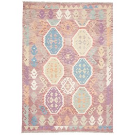 Tappeto Kilim Afghanistan Rosa Antico Azzurro 172x248 cm