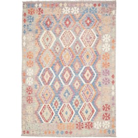 Tappeto Kilim Afghanistan Grigio Lavanda Blu 180x258 cm
