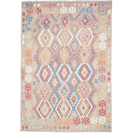 Tappeto Kilim Afghanistan Grigio Lavanda Blu 180x258 cm