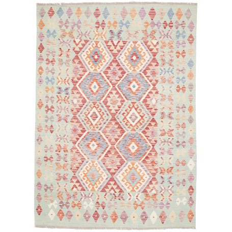 Tappeto Kilim Afghanistan Azzurro Menta Rosso 168x235 cm