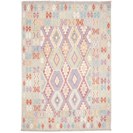 Tappeto Kilim Afghanistan Multicolore Pastello grigio Chiaro