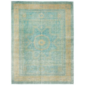 Tappeto Mamlouk Pakistan Geometrico Turchese Oro 267x358 Cm