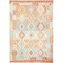 Tappeto Kilim Afghanistan Geometrico Arancio Blu 174x244 Cm