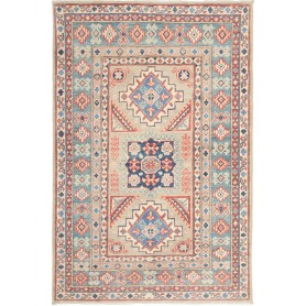 Tappeto Kazak Afghanistan Grigio-beige Blu Cielo 105x157 cm