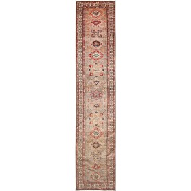 Tappeto Kazak Fine Pakistan Grigio-beige Rosso 85x423 cm