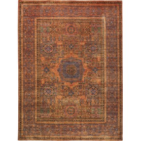 Tappeto Mamlouk Pakistan Geometrico Terracotta Blu 146x200 c