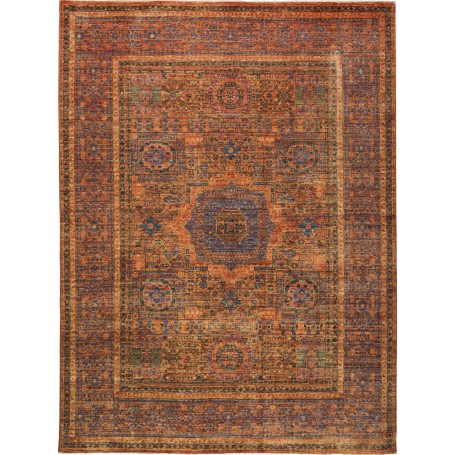 Tappeto Mamlouk Pakistan Geometrico Terracotta Blu 146x200 c