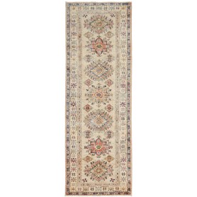 Tappeto Kazak Fine Pakistan Astratto Crema Blu 83x257 cm