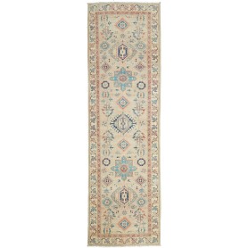 Tappeto Kazak Afghanistan Astratto Beige Azzurro Cielo 83x29
