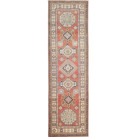 Tappeto Kazak Afghanistan Geometrico Terracotta Crema 80x289