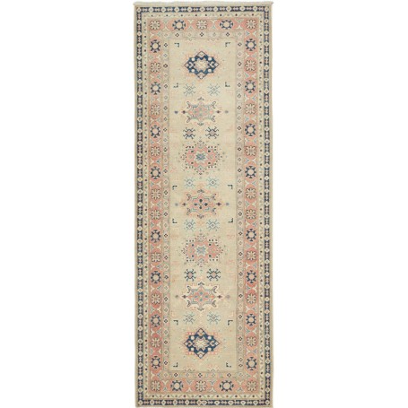 Tappeto Kazak Afghanistan Geometrico Beige Tenue Blu Navy 84