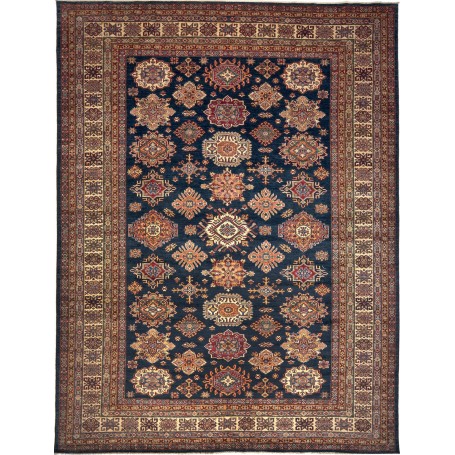 Tappeto Kazak Fine Pakistan Astratto Blu Scuro Beige 281x371